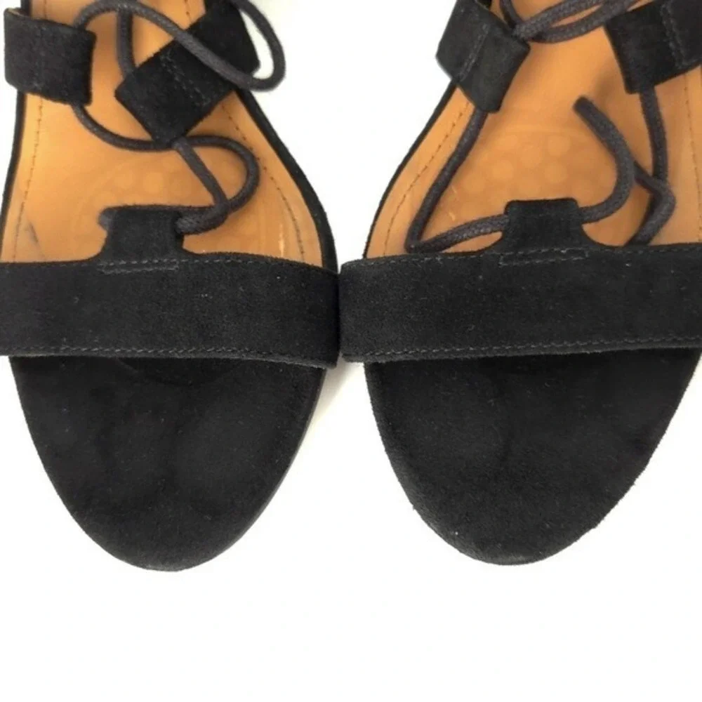And Other Stories Black Suede Lace-Up Strappy Open-Toe High Heel Sandals- Size 9